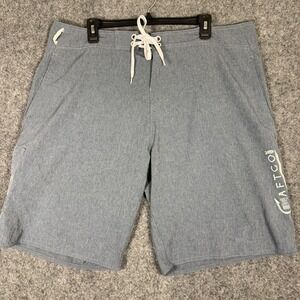 AFTCO Fishing Board Shorts Men 38 Blue Polyester Blend Stretch Cargo Pockets